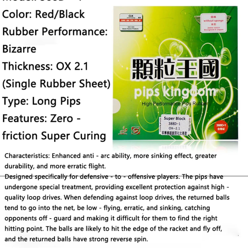 Cured Long Pips OX Pingpong Ru - Table Tennis Market review and price